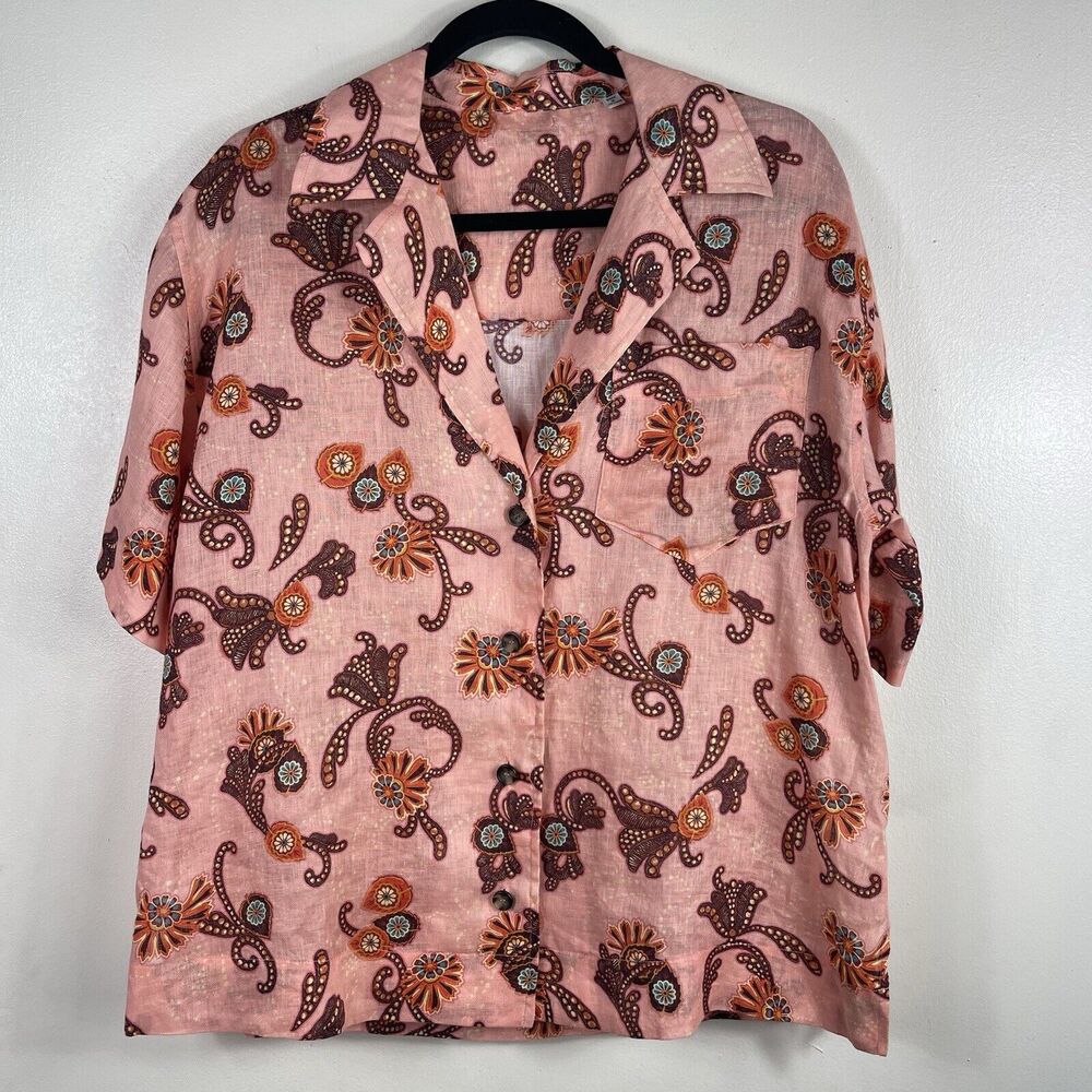 ALC Sullivan Linen Top Oversized Boxy Fit Women Size XS Button Front Lightweight